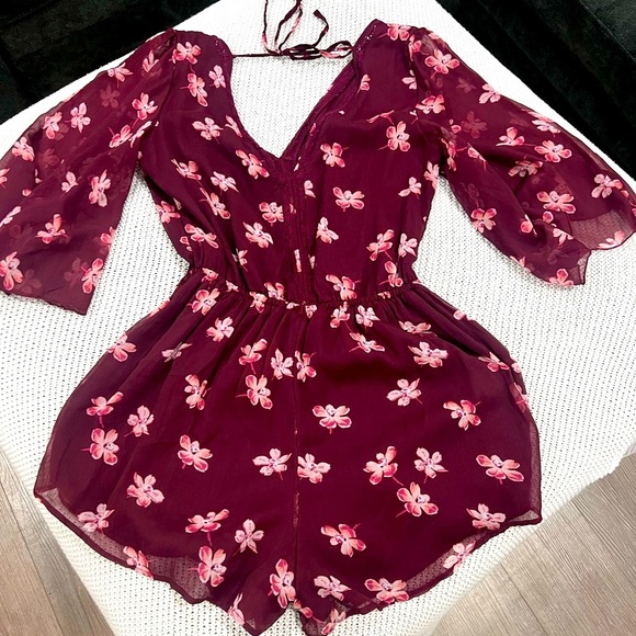 Abercrombie & Fitch Burgundy Floral Romper - Picture 5 of 10